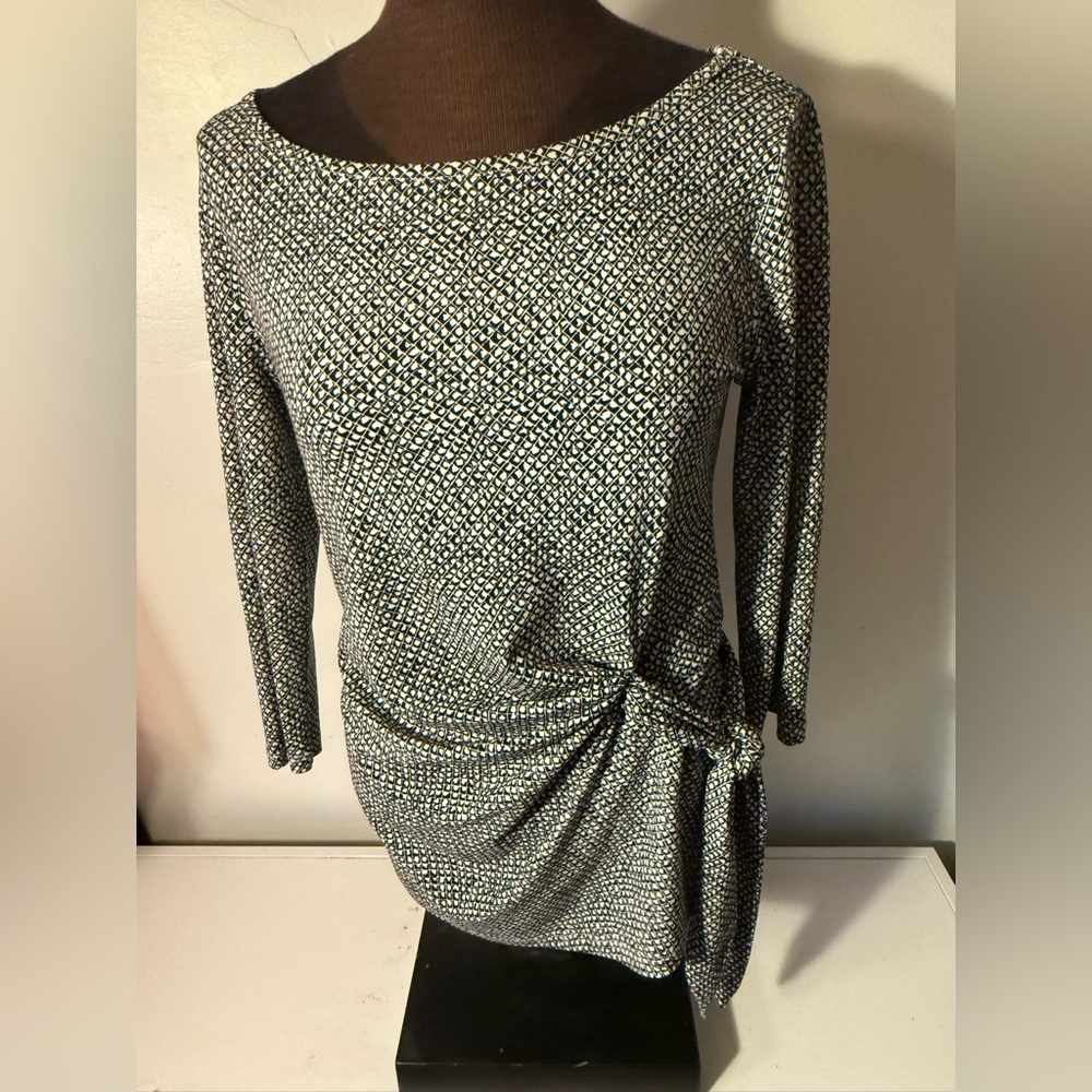 Black and White Patterned Long Sleeve Dress
